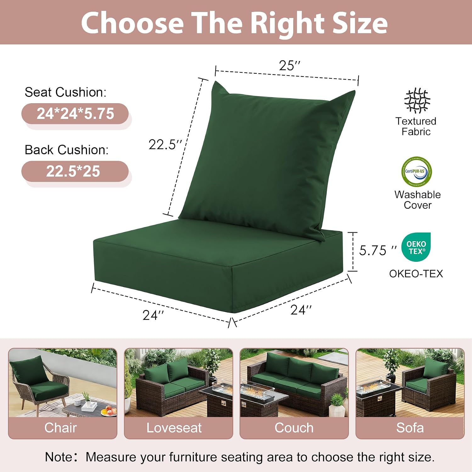 Outdoor Deep Seat Cushion Set, - Outdoor Furniture Cushions 24 X 24 recension och pris