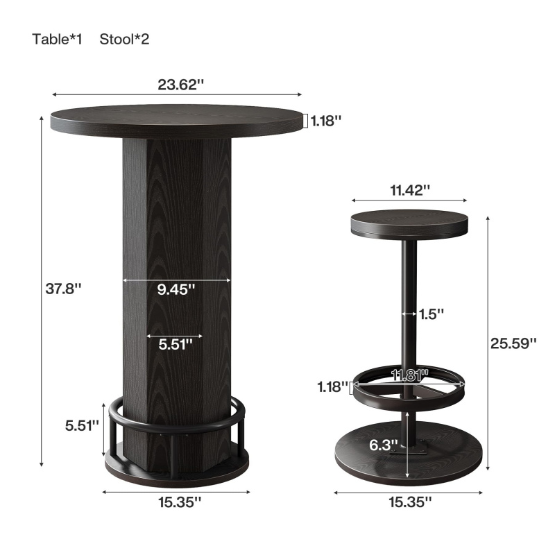 custom.Tribesigns Round Bar Ta - Bistro Table Set recension och pris