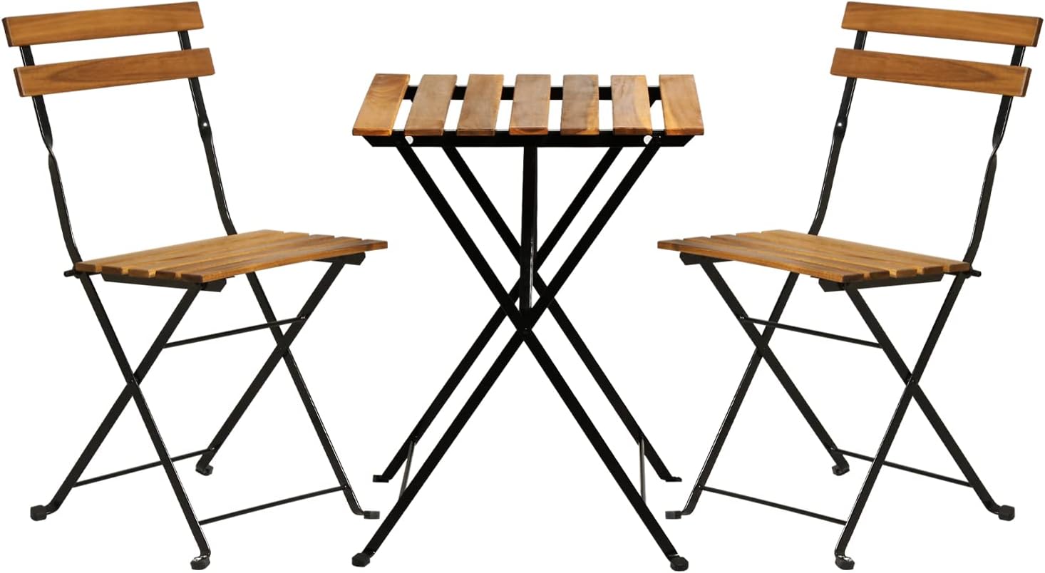 Natural wood 3-piece folding p - Bistro Table Set recension och pris