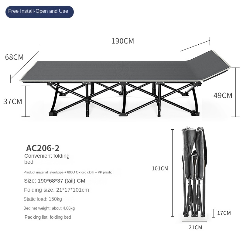 Heavy Duty Folding Camping Cot - Outdoor Daybed Sofa recension och pris