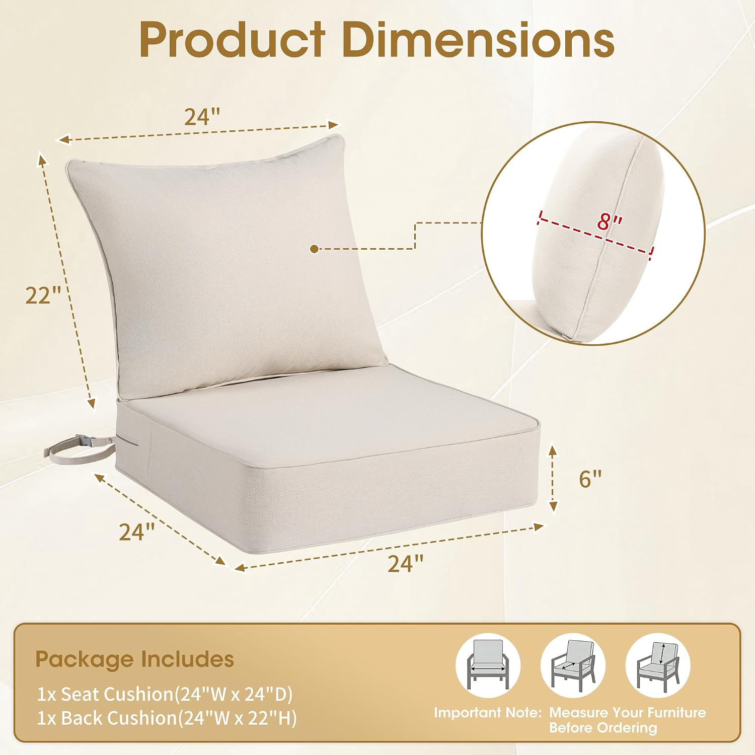 Beige Patio Furniture Outdoor  - Outdoor Furniture Cushions 24 X 24 recension och pris