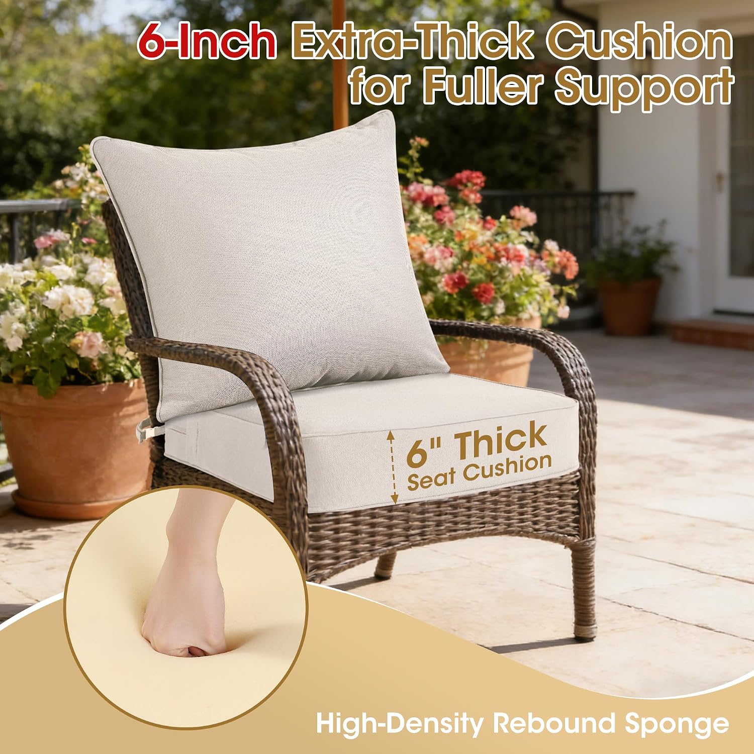 Beige Patio Furniture Outdoor  - Outdoor Furniture Cushions 24 X 24 recension och pris
